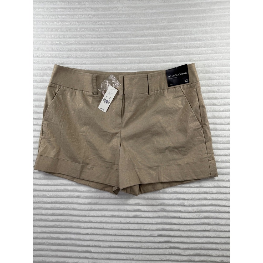 New York & Company Shorts Gold Metallic Linen Blend Size 12 NWT